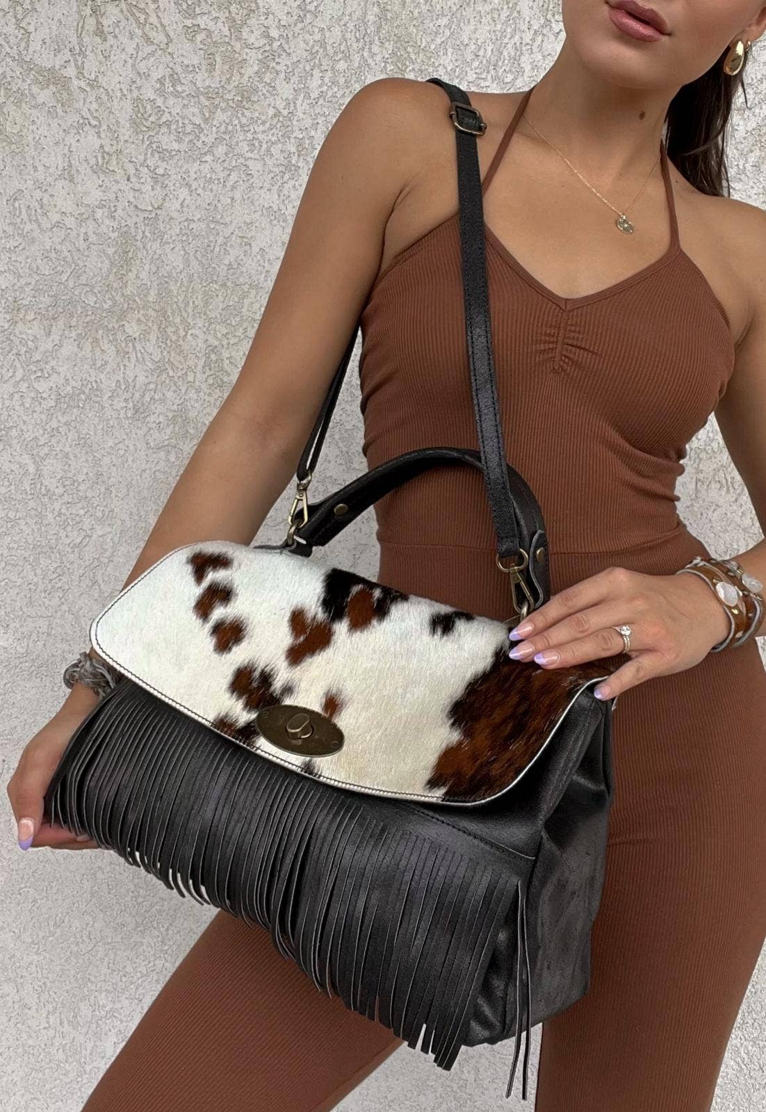 Charlie Leather - Wholesale Crossbody Bag - Women's - Donatelia Fringed Large Handbag & Cross Body0