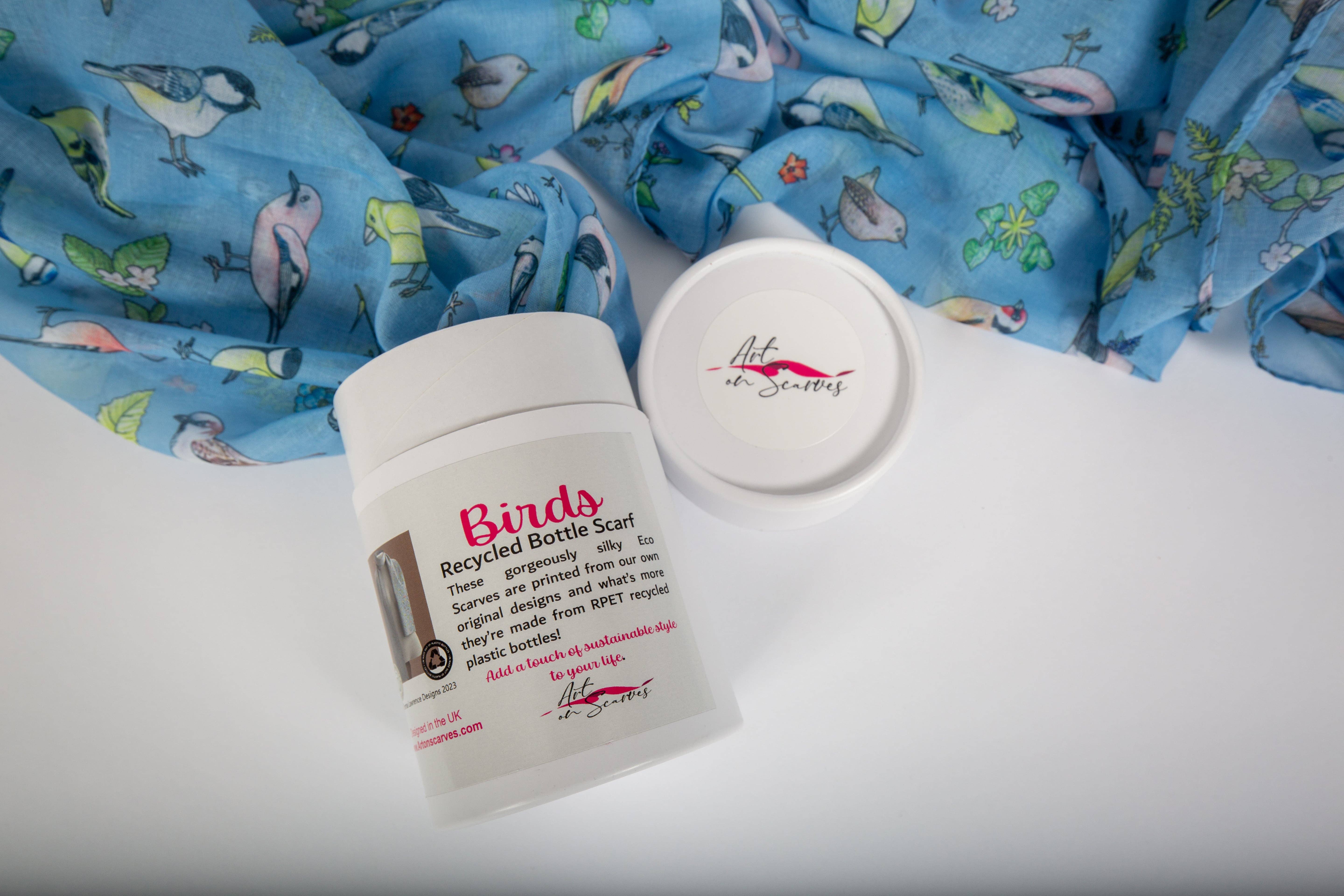 Art on Scarves – wholesale Scarf – Women's – Bottle Scarves, Recycled Plastic Bottles - British Birds 🐦0