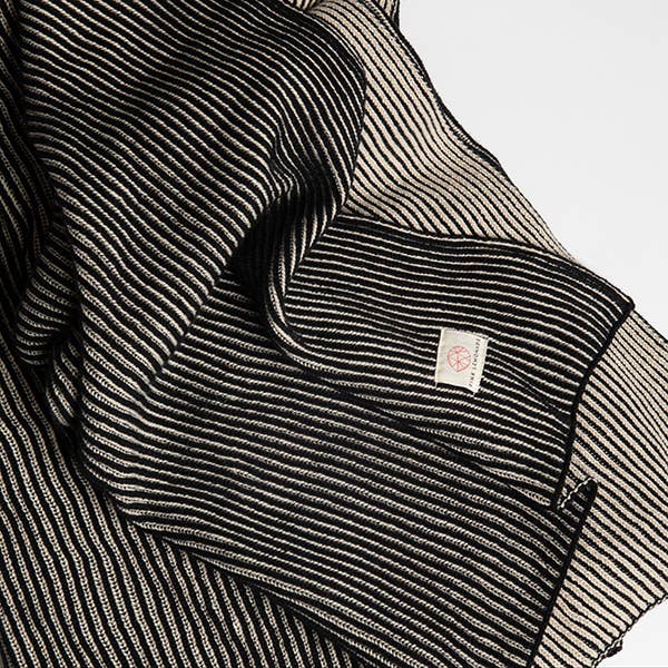Ribbed Organic Cotton Throw Blanket Black for wholesale by Pink Lemonade