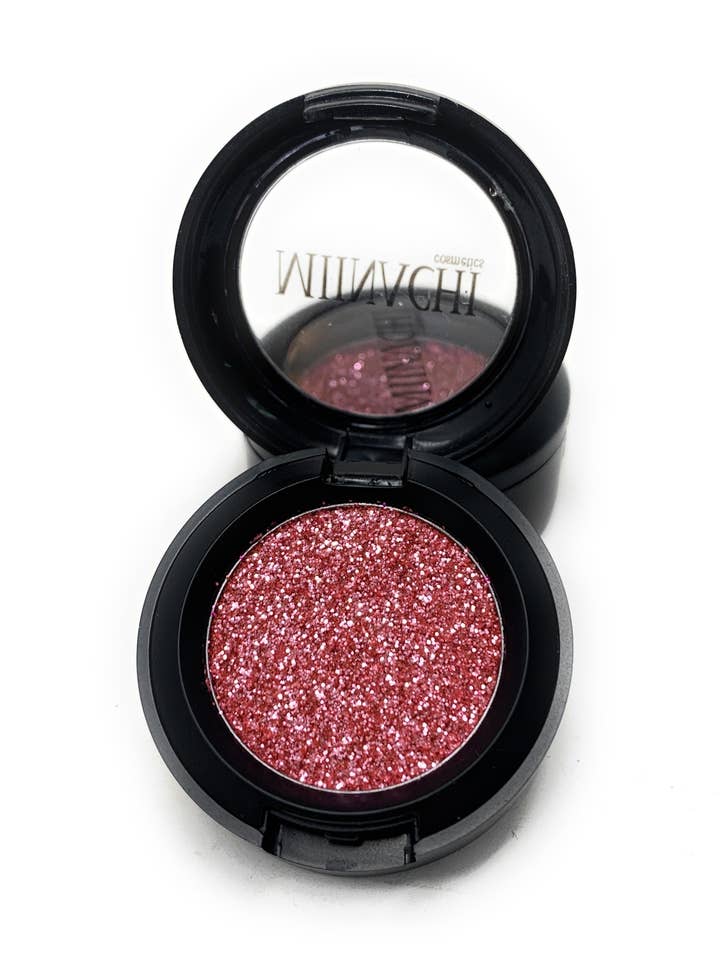 Single Pressed Glitter in the shade Pinky Promise, No Glue Needed, In Compact, Pigmented, No Fall Out, Glitter, Cosmetic Grade Glitter, Pink for wholesale by Miinachi Cosmetics