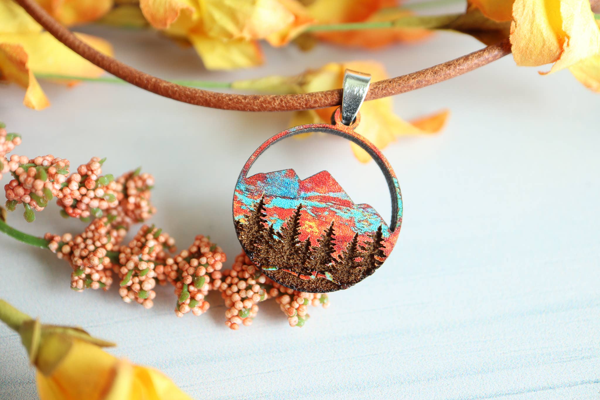 Nine Mile Creative - Wholesale Pendant/Charm Necklace - Copper Mountain Wood Pendant Adjustable Necklace6