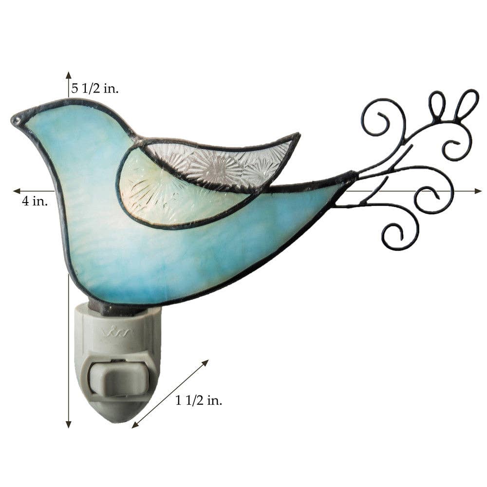 J Devlin Glass Art & Bert Anderson Collection - Wholesale Night Light - Ntl 188 Bird Night Light - Pale Blue Opal1