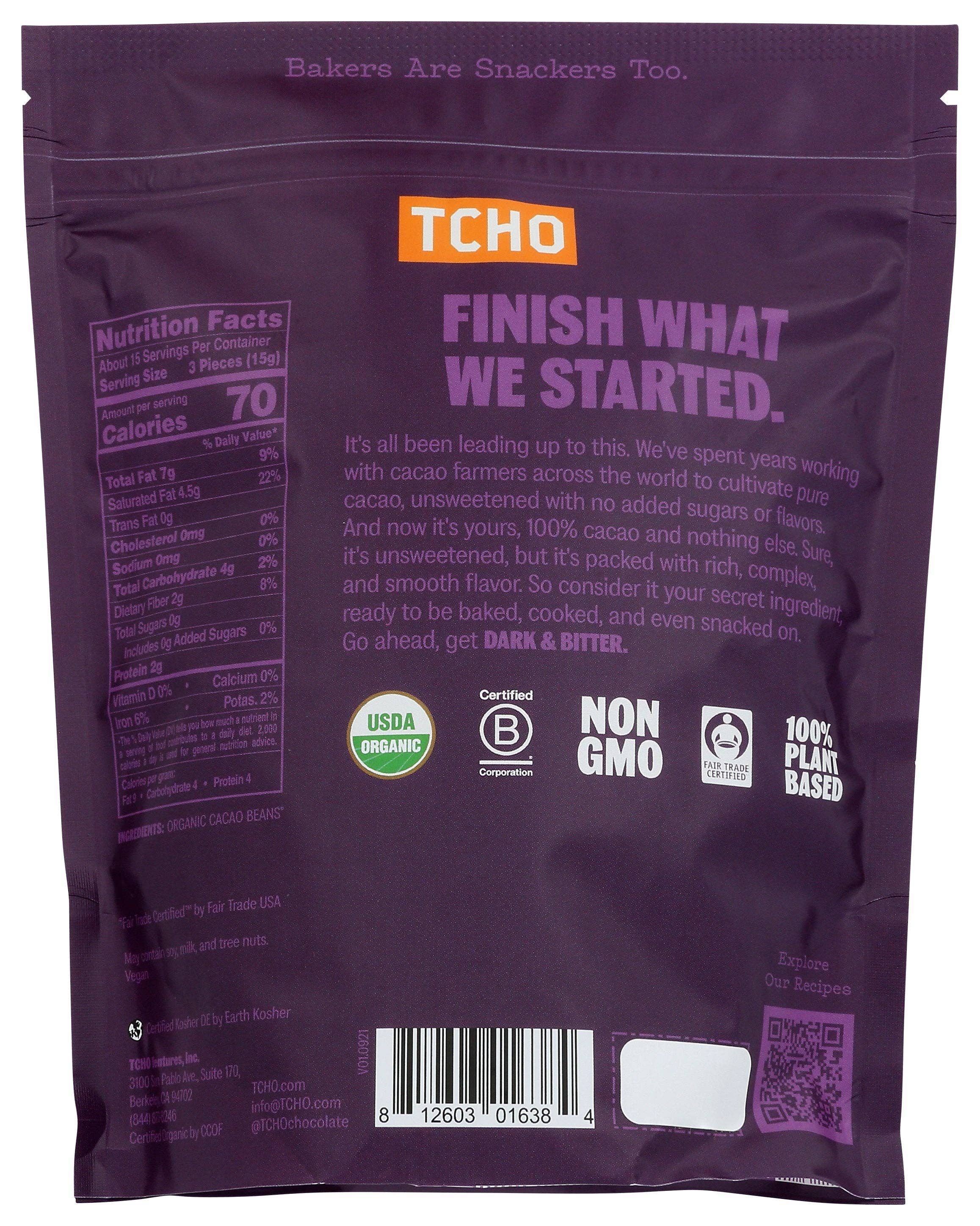 Everyday Supply Co - Wholesale Chocolate - TCHO CHOC BAKING DK BITTER - Case of 61