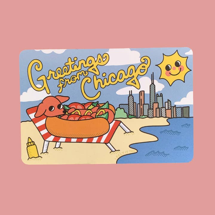 Salutations de Chicago Carte Postale Style Vintage : Couleur Complète pour la vente par I Felt It Too
