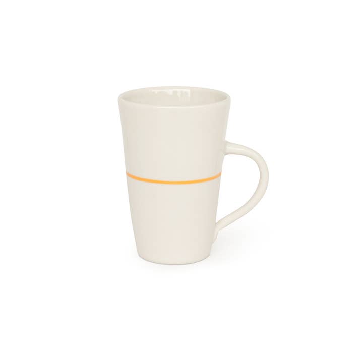 Ambit Tall Mug - White / Saffron Yellow Line for wholesale by Sue Ure Maison