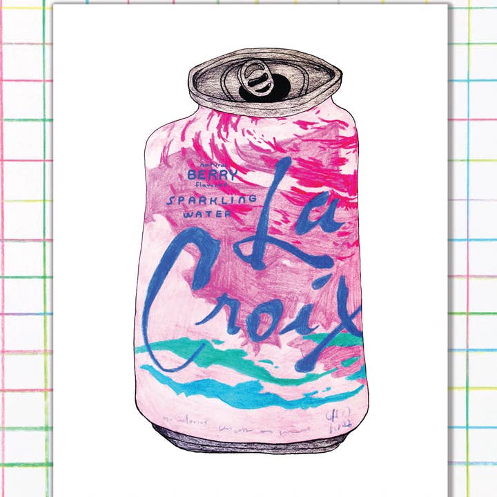 Berry La Croix Can Print for wholesale by Middle Sister Card Co.