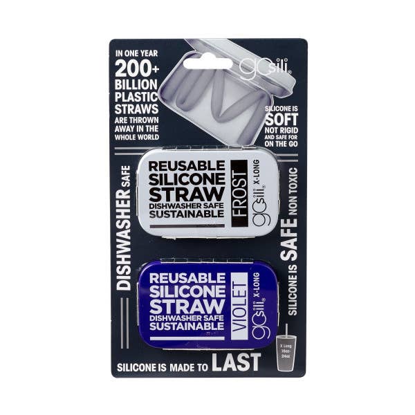 GoSili – wholesale Sugrör – GoSili® 10.75 ”silikon sugrör, miljövänliga återanvändbara mjuka hopfällbara sugrör med resväska, extra lång, 2pk9