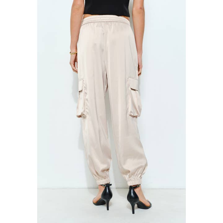 INA - Wholesale Pants - Women's - Satin Utility Cargo Jogger Pants3