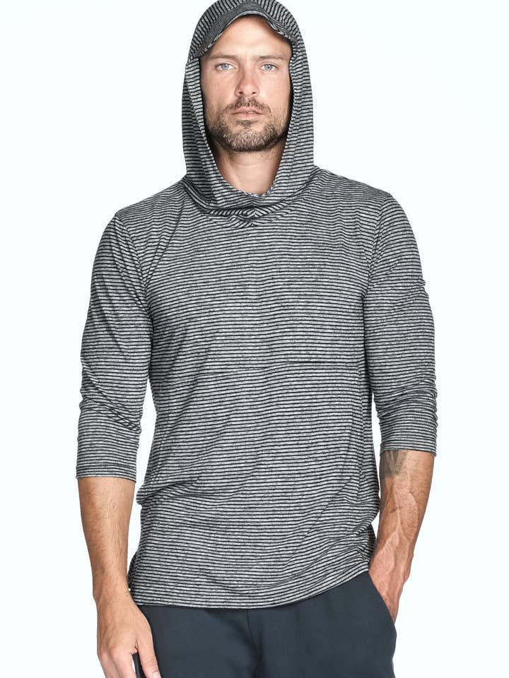 Herre 3/4 Ærme Hætte med Krave og Stribet Skærm for engroshandel hos Mika Jaymes