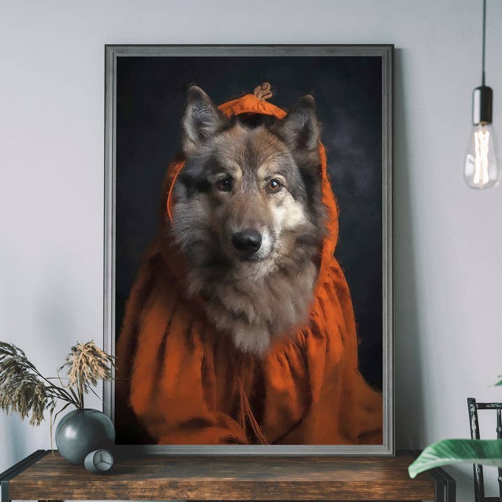 Halloween Wolf Animal Portrait Print for wholesale by Ink & Drop