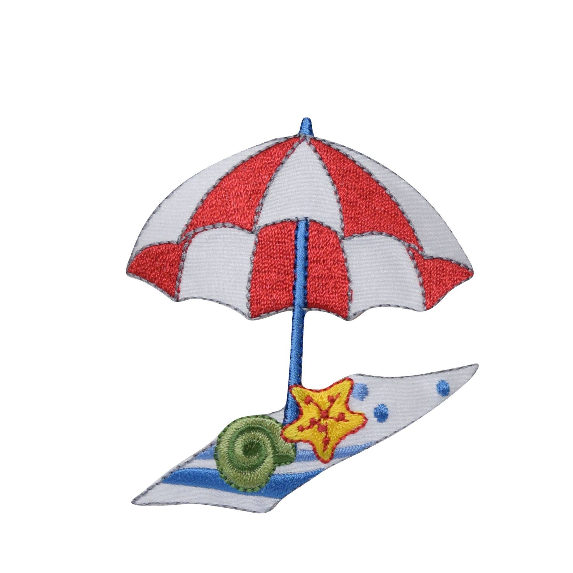 Wholesale Applique - Wholesale Patch - Beach Umbrella with Towel Iron on Patch0