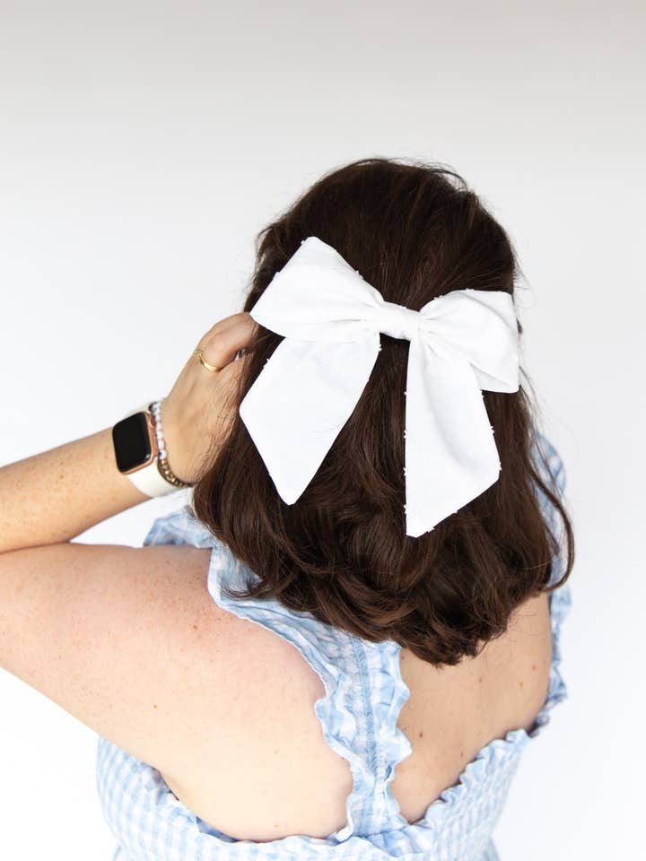 Large Fabric Hair Bow Barrette for Women | Sarah Bow for wholesale by Grace & Grandeur