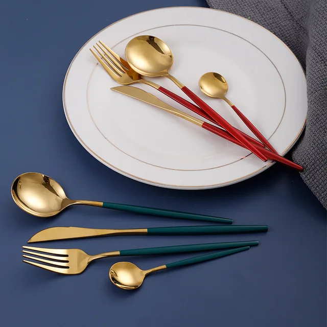 Sostraw & SmartThings – Conjunto de talheres variados por atacado – Conjunto de talheres com acabamento fosco - 5 cores disponíveis9