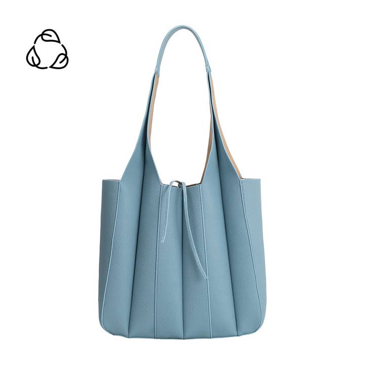 Harper Blue Recycled Vegan Leather Tote Bag Pre-Order 1/30 for wholesale by Melie Bianco