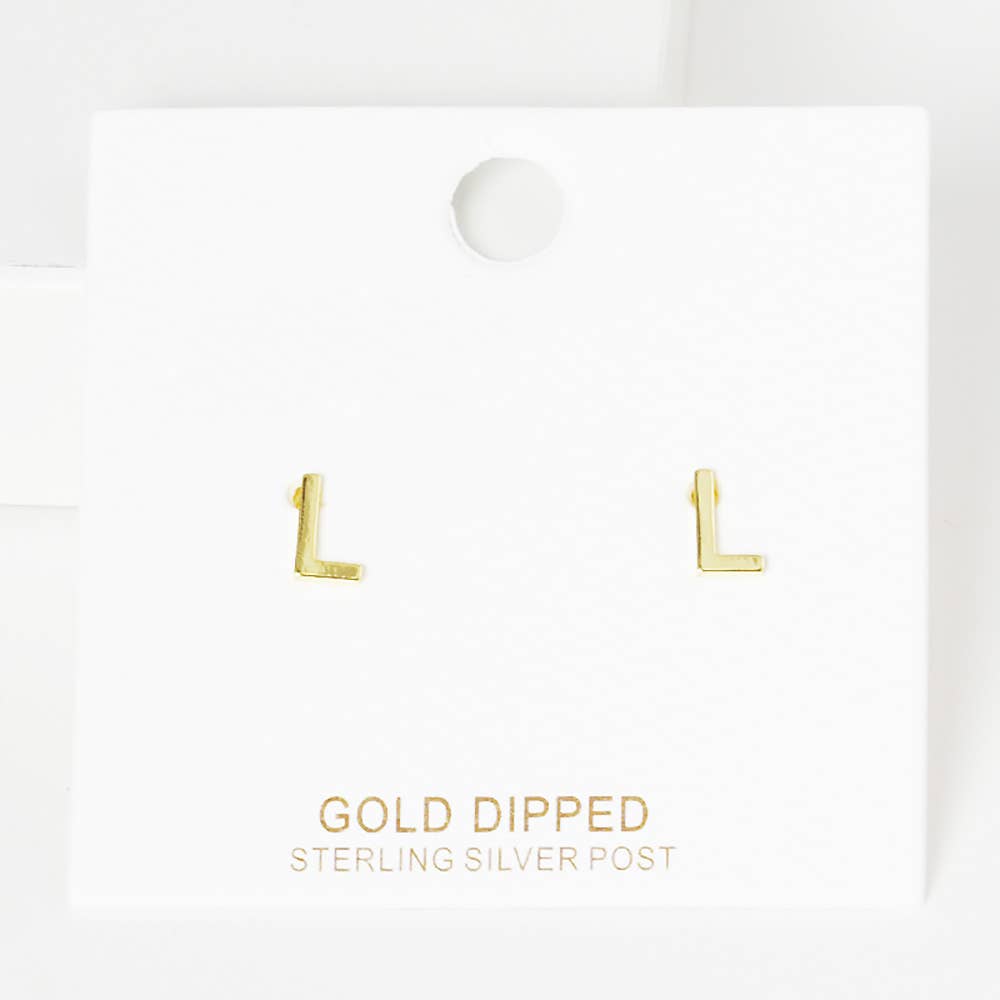 Sensibling Corp. - Wholesale Stud/Post Earrings - Gold Dipped Metal Initial Monogram Stud Earrings17