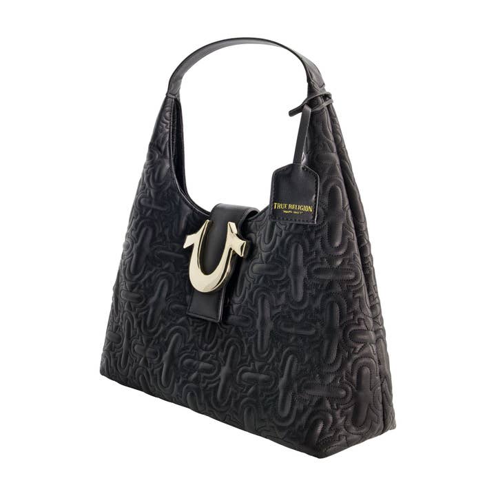 True Religion - Wholesale Shoulder Bag - Women's - True Religions Quilted Horseshoe Medium Hobo, BLACK