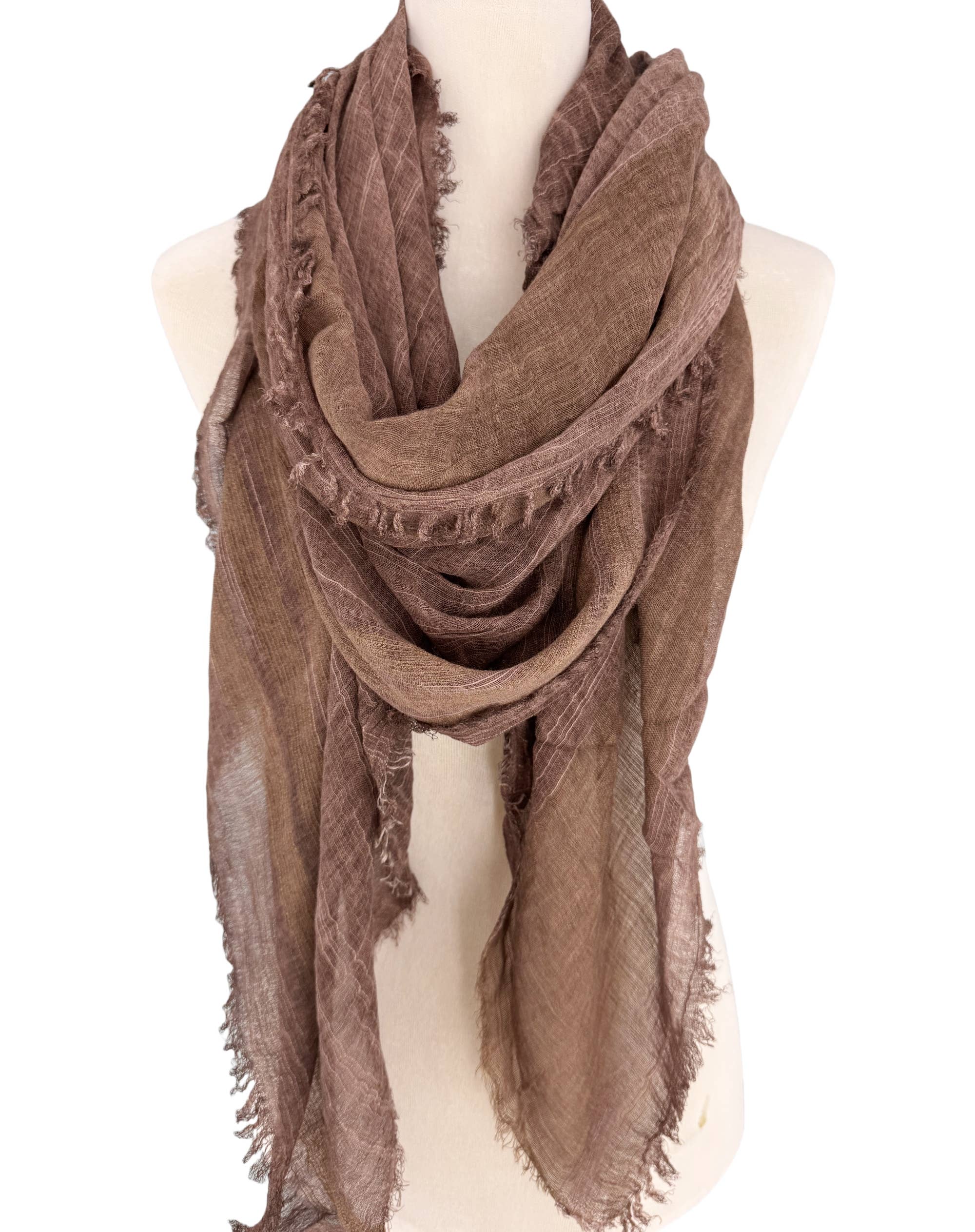 JC Sunny Fashion - Wholesale Scarf - Women's - Classic Vintage Stonewash Stripe-Trimmed Scarf11