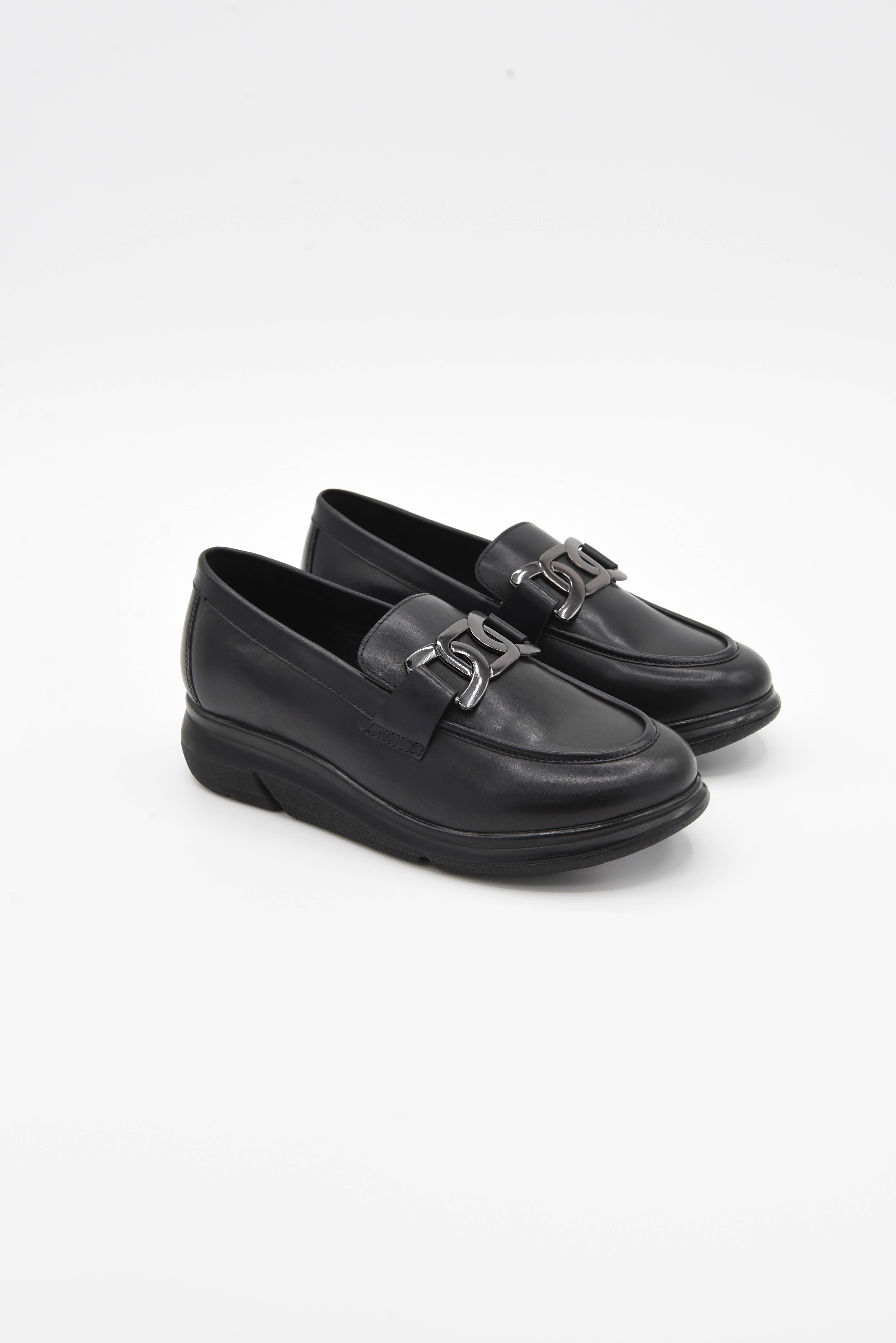 ROSA AMADA - Wholesale Loafers - Women's - Leather Loafer With Metal Detail And Light Sole5