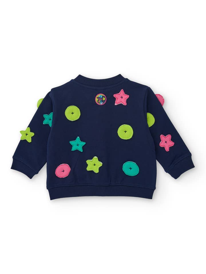 tuc tuc - Wholesale Jacket - Kids - Blue cardigan for girl with stars and circles1