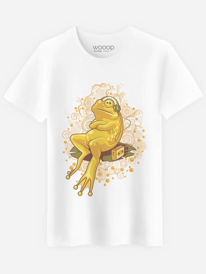 T-Shirt Blanc Homme Froggie Relax Mode pour la vente par Wooop