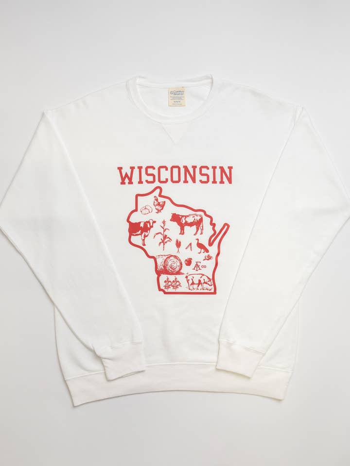 Wisconsin - State Agriculture White Crewneck for wholesale by American Farm Company