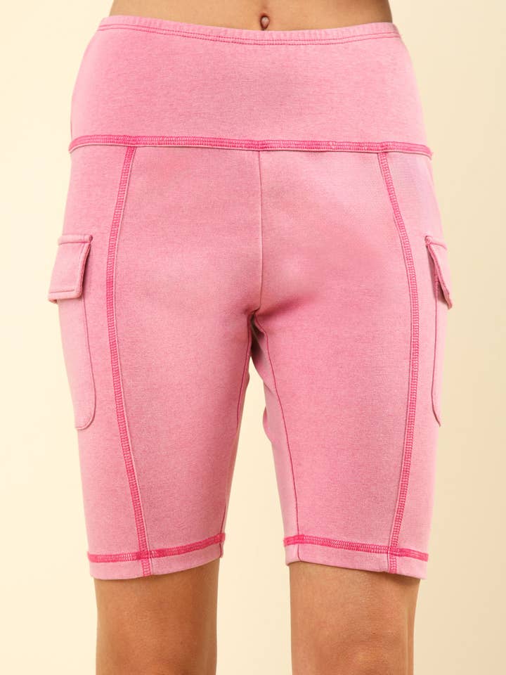 NP70303-Washed Soft Knit Cargo Bike Shorts for wholesale by VERY J