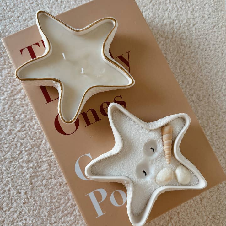 My Milky Candle - Wholesale Decorative Plate/Dish/Bowl - Handmade Jesmonite Starfish Pouch Empty Tray