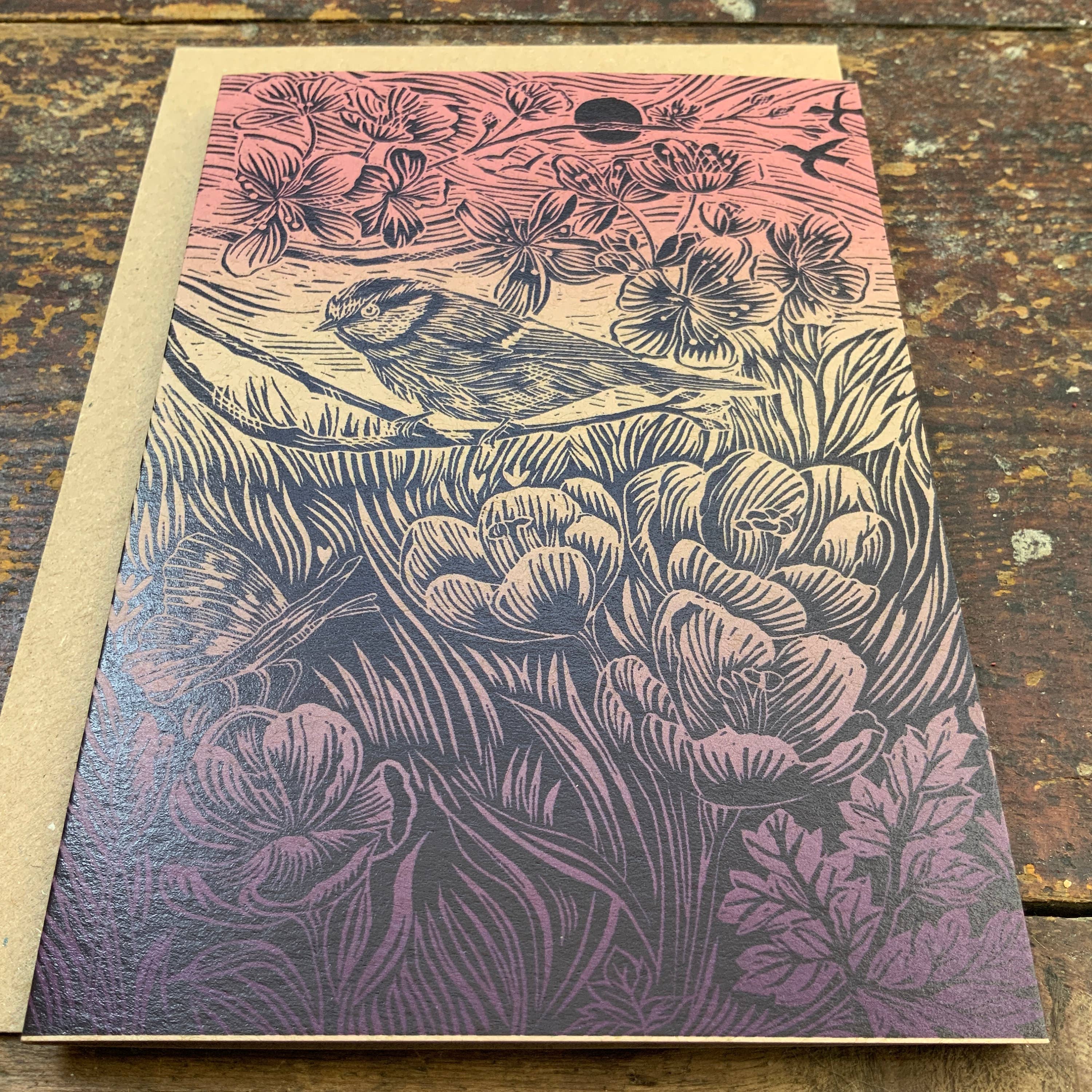 Vivienne Keable – Engroshandel Fødselsdagskort – Linocut Print - Bluetit - Lykønskningskort - Bird - Fødselsdag Ca3