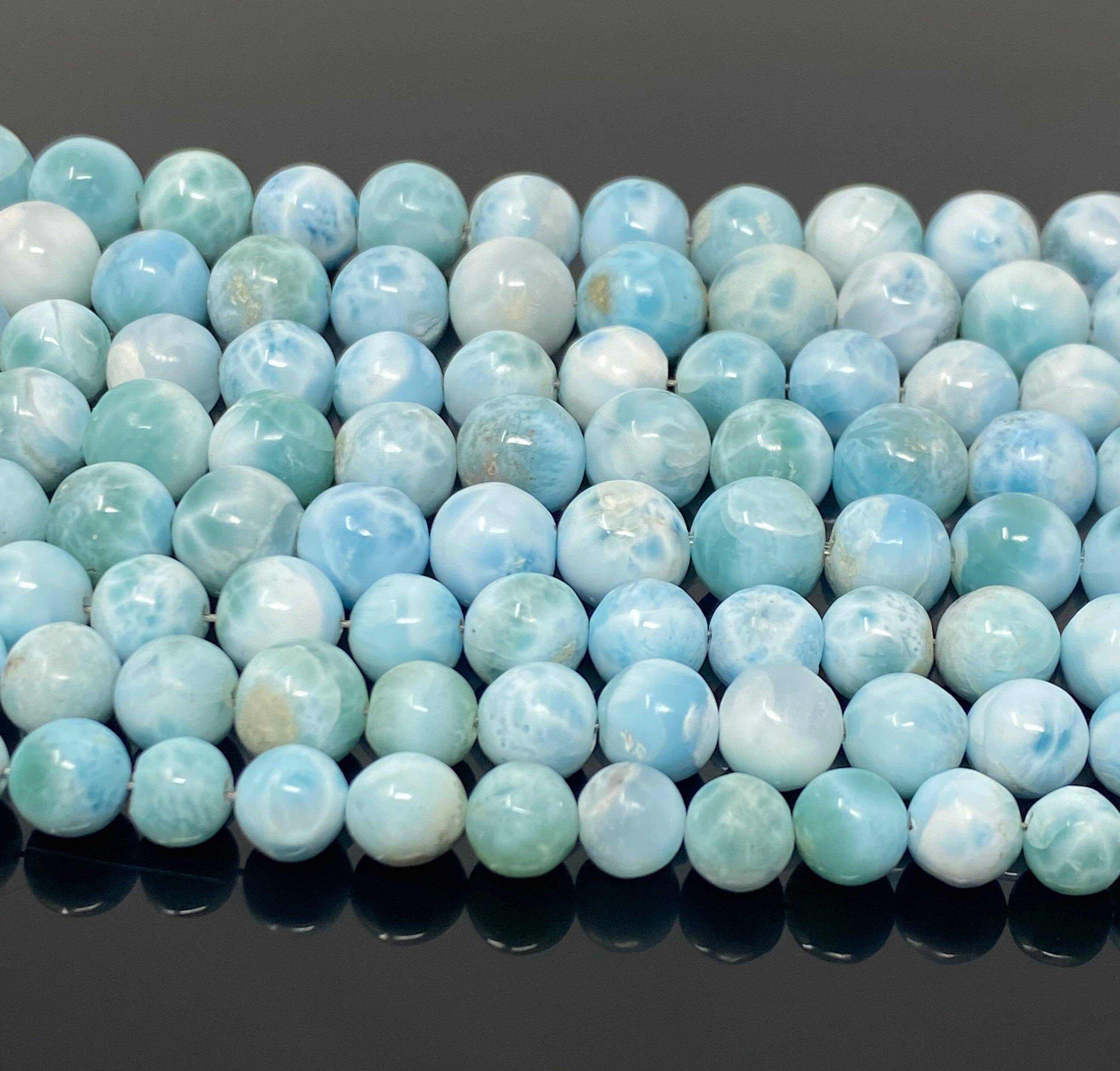 Akstar Gems – wholesale Pärlor – Larimar Pärlor, Ädelsten Pärlor, Äkta Dominikanska republiken Larimar Pärlor - AAA Quality Atlantis Stone, Karibiska stenpärlor, 7” Strand1