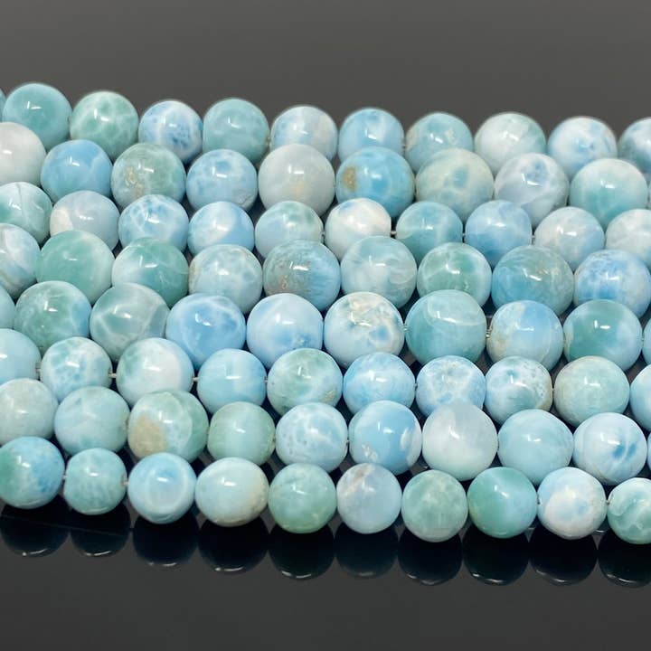 Akstar Gems – wholesale Pärlor – Larimar Pärlor, Ädelsten Pärlor, Äkta Dominikanska republiken Larimar Pärlor - AAA Quality Atlantis Stone, Karibiska stenpärlor, 7” Strand1