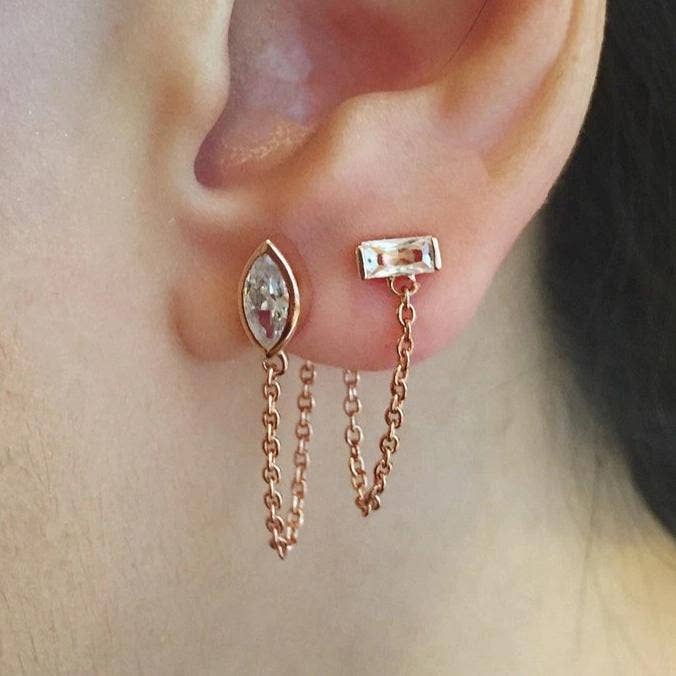 FALA - Wholesale Dangle Earrings - MARQUEE CHAIN EARRINGS - ROSE GOLD
