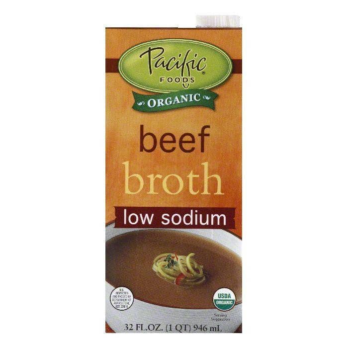 Pacific Foods Organic Low Sodium Beef Broth, 32 OZ for wholesale by KeHE Distributors, LLC