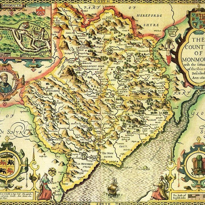 Mapa Histórico de Monmouthshire (1610) por atacado de Map Marketing Limited