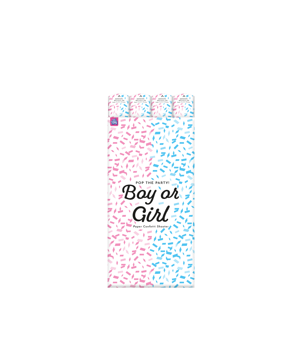 PD Party – Großhandel Konfetti – Konfetti-Shooter 60 cm - Gender Reveal Junge Papier1