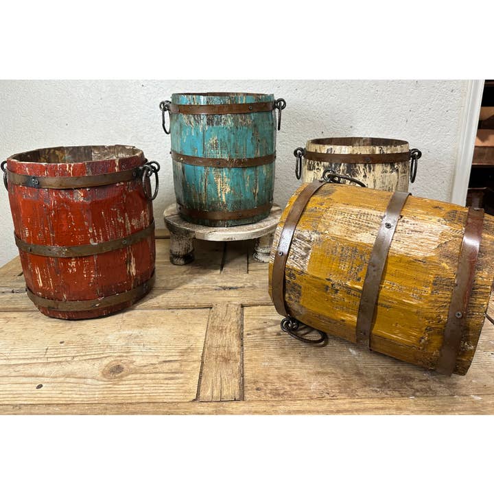My Amigos Imports - Wholesale Bucket/Pail - Small Rustic Trim Bucket-13.5 x 13 in-Farmhouse-Small Bucket