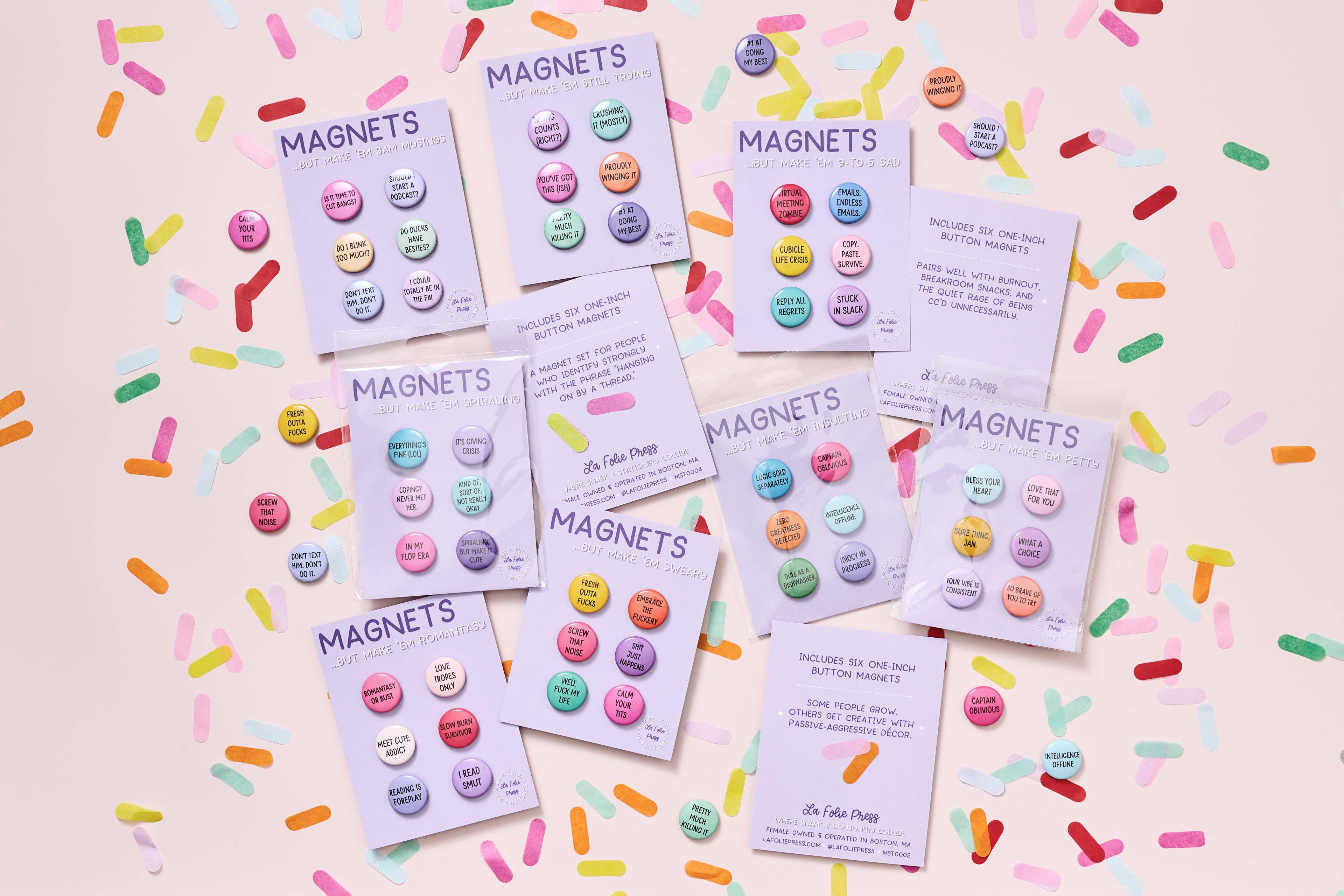 La Folie Press - Wholesale Magnet - Romantasy Bookish Reader Funny Magnet Set1