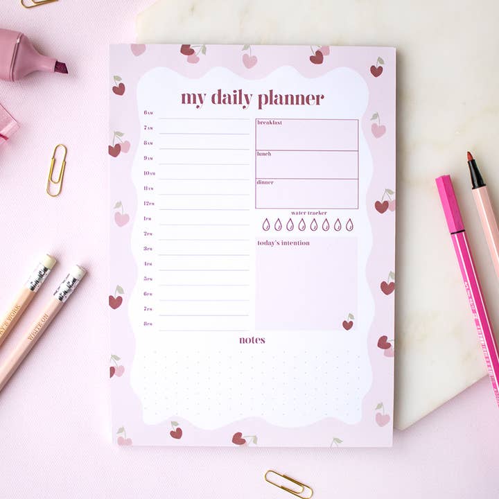 Bloc de notas de planificación diaria "Cherries" A5 para venta al por mayor de TreatBox