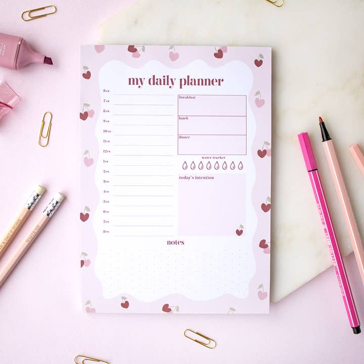 Cherries My Daily Planner Notepad A5 for wholesale by TreatBox