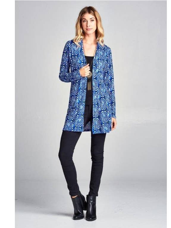 Tillverkad i USA - lätt öppen front multi Print Cardigan för wholesale av LKLUV