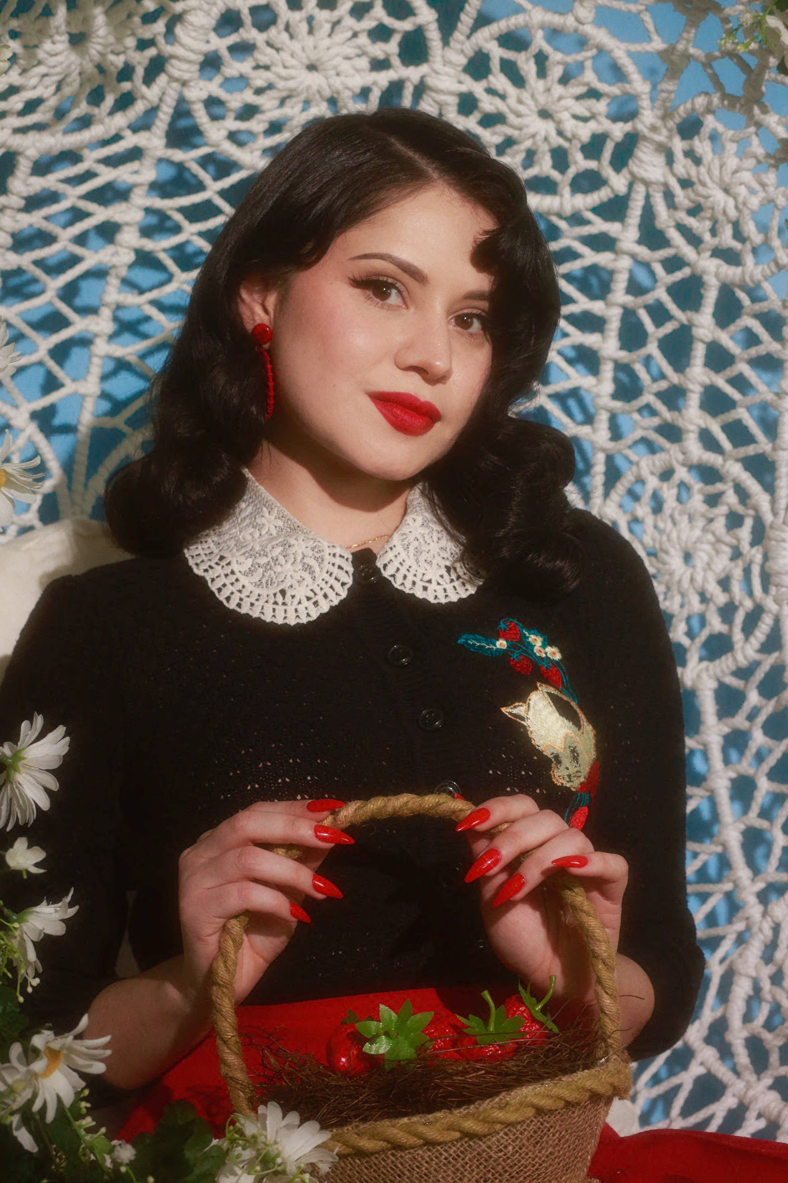 Mischief Made – wholesale Cardigan – Women’s – Strawberry Fields Forever Cropped Cardigan in Black2