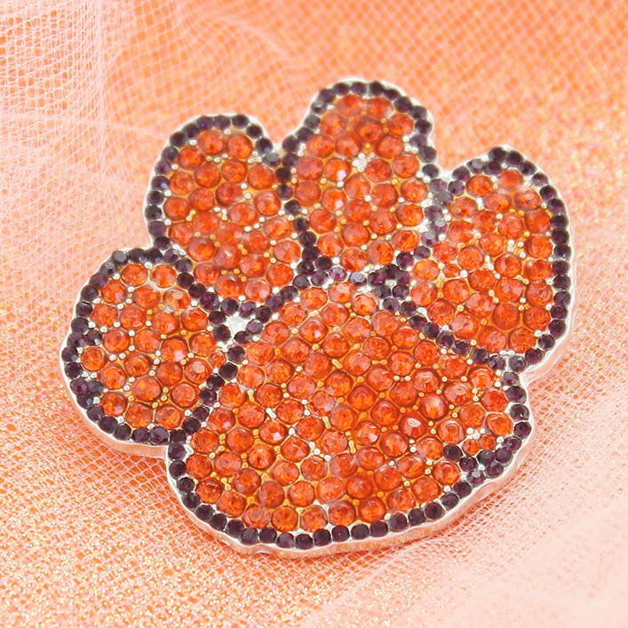 Seasons Jewelry - Wholesale Reversspeld/knoop - Clemson Crystal Logo Pin
