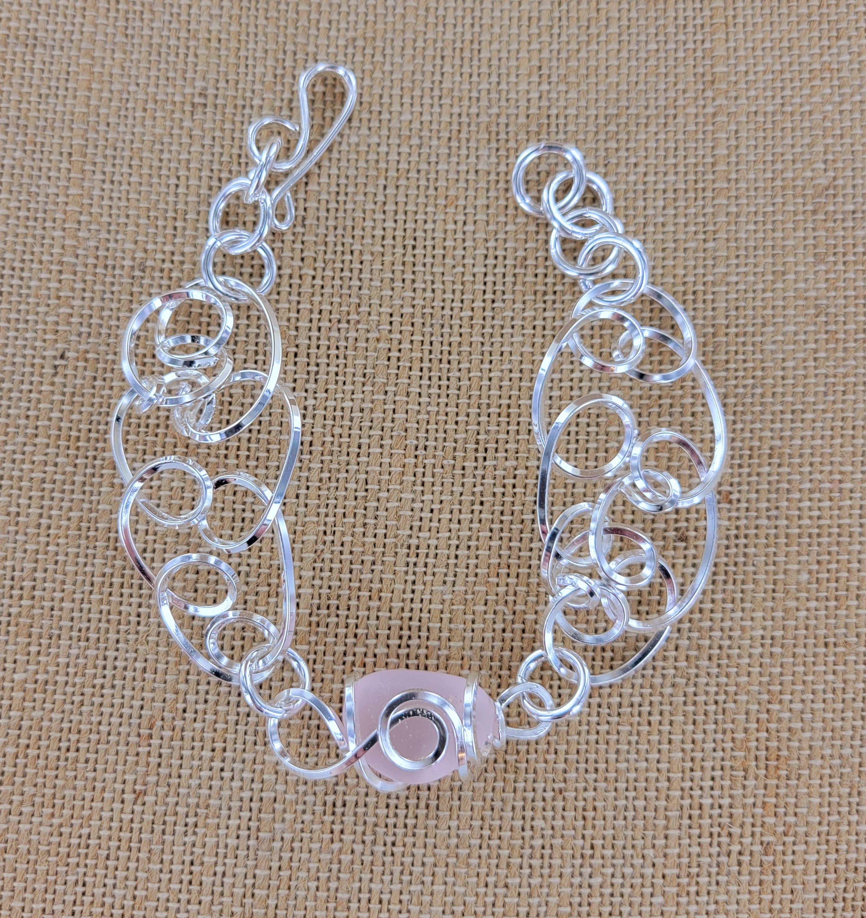 Sadie Green's Jewelry - Wholesale Charm/Dangle Bracelet - Cultured Sea Glass Linked Bracelet XCAM-B14-SG3