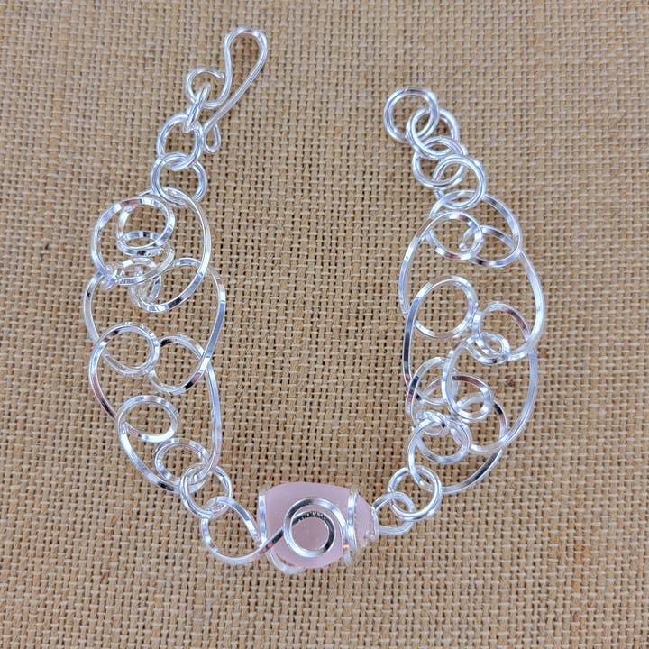 Sadie Green's Jewelry - Wholesale Charm/Dangle Bracelet - Cultured Sea Glass Linked Bracelet XCAM-B14-SG3