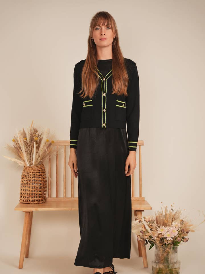 Knit Contrast Stripe Cardigan for wholesale by Hush.Shop