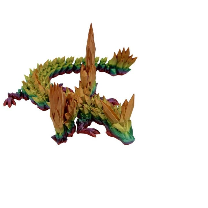 Acworth Alchemist - Wholesale Fidget Toy - Kids - Rainbow Crystal Wing Dragon Fidget Toy - 3D Printed Articulated Dragon