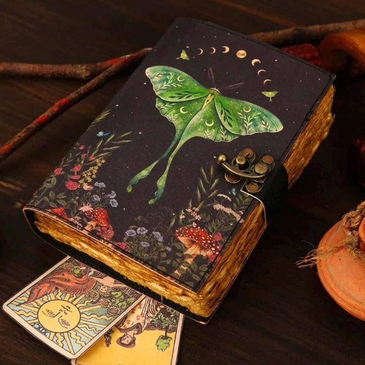 Luna Moth Leather journal- 5x7 inches 200 page for wholesale by Leatherooze