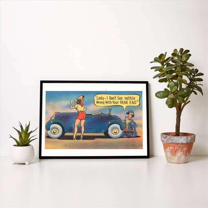 Found Image Press - Vente Affiche d'art - Impression d'art HU-21 Blague de mécanicien coquin