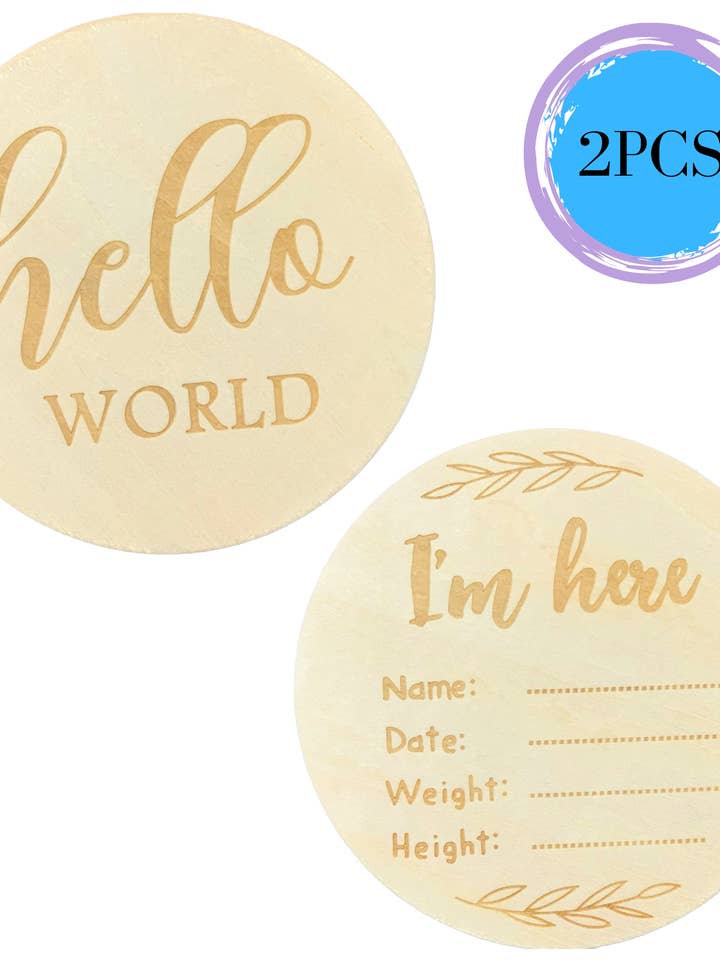 Baby Announcement Sign - for newborn gift box (2 pcs) for wholesale by verona home and gift