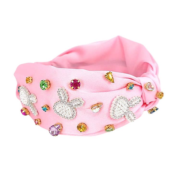 Sensibling Corp. - Wholesale Fashion Headband - Women's - Colorful Stone Cluster Stone Paved Easter Bunny Headband2