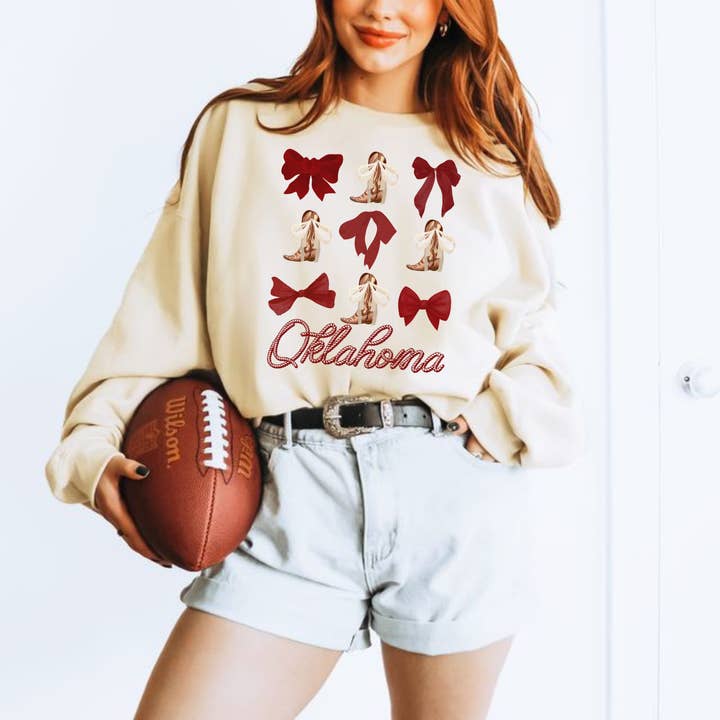 Hey Jude Graphic Tees - Vente Sweat-shirt à imprimés – femme - Chandail à encolure ras-du-cou Oklahoma Spirit2